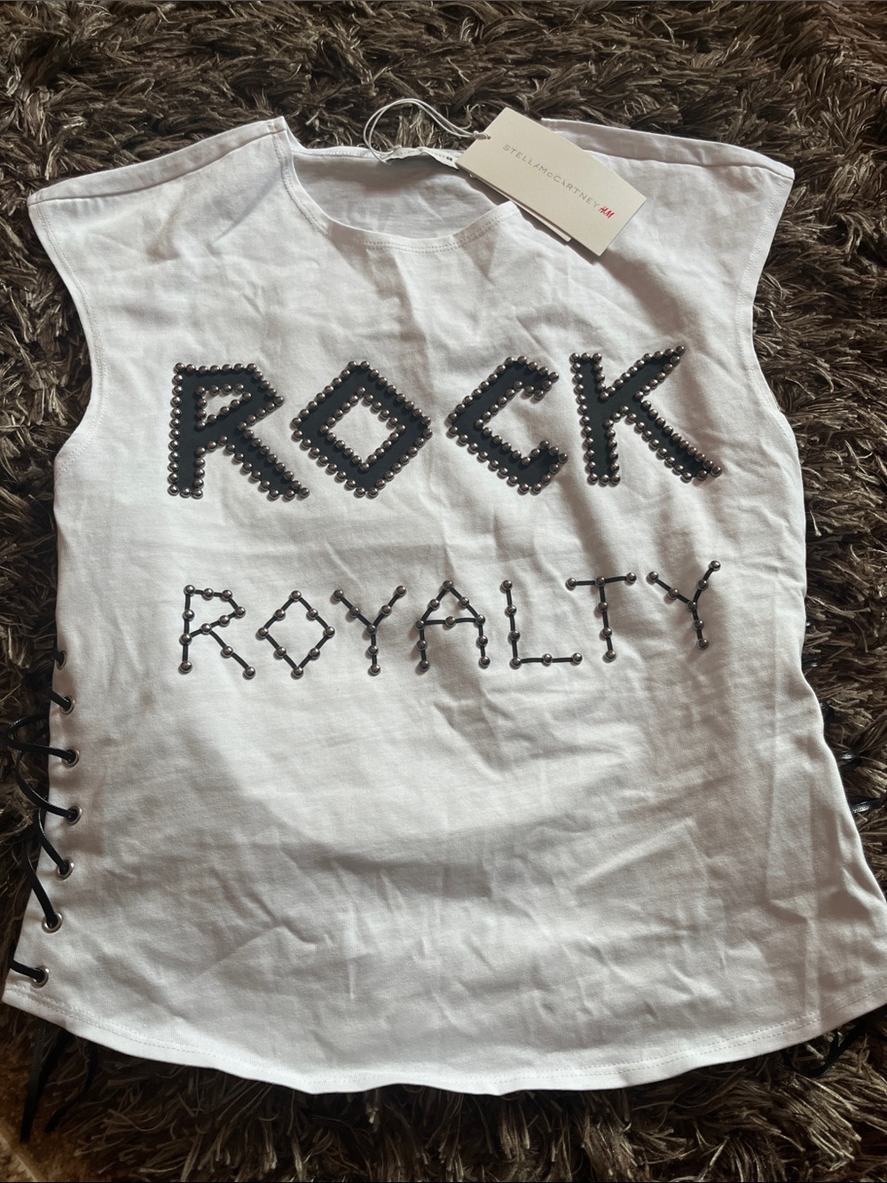 Stella McCartney X H&M White 'Rock Royalty' Studded Muscle Tee